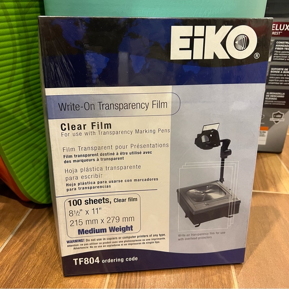 EiKO Write-On Transparency Film TF804 100 Sheets Clear Film - New